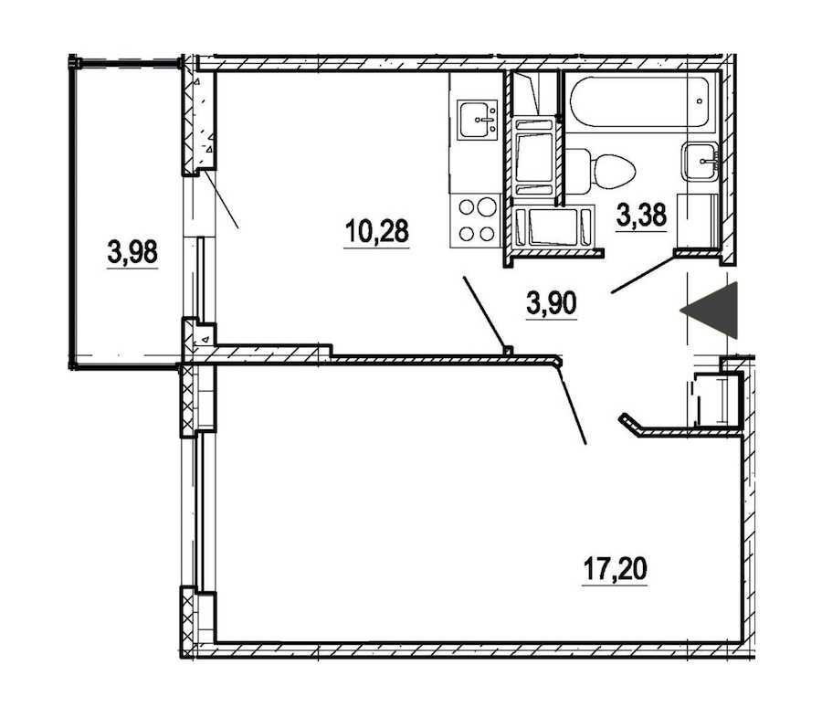Однокомнатная квартира в : площадь 34.3 м2 , этаж: 13 – купить в Санкт-Петербурге